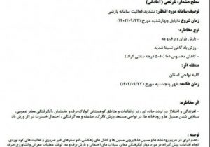 هشدار نارنجی هواشناسی برای فردا؛ ورود سامانه بارشی جدید از امروز به کشور