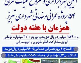 افتتاح و شروع عملیات اجرایی ۵۴ پروژه شهرداری تبریز به مناسبت هفته دولت