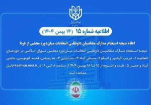اعلام نتیجه استعلام مدارک متقاضیان داوطلبی انتخابات مجلس از فردا