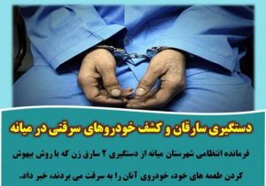 دستگیری سارقان و کشف خودروهای سرقتی در میانه