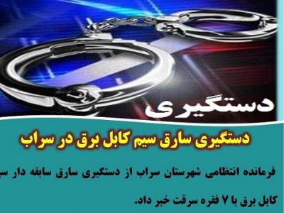 دستگیری سارق سیم کابل برق در سراب