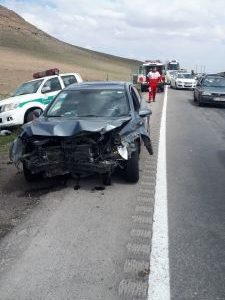 تصادف ۵ خودرو برلیانس، نیسان، رانا، سمند و تریلی در محور تبریز به ارومیه