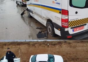 حادثه ثانویه درمحل تصادف/دو آمبولانس اورژانس حین امدادرسانی دچارحادثه واز چرخه عملیات خارج شد