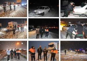 حضور فعال مسئولان هشترود در امداد رسانی به خودروهای گرفتار در برف