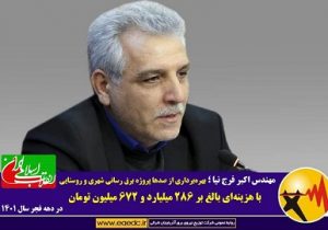 بهره‌برداری از صدها پروژه برق رسانی شهری و روستایی با هزینه‌ای بالغ بر۲۸۶ میلیارد و۶۷۲ میلیون تومان